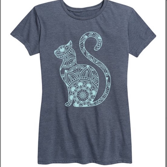 Tops - Heather Blue Mandela Cat Tee